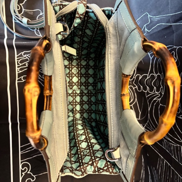 Eric Javits Blue Bamboo Handle Purse - Picture 5 of 5